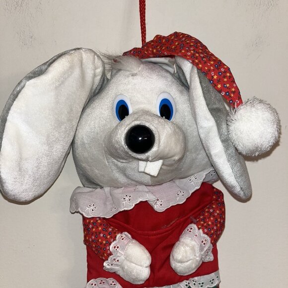 Mithy 3D Plush Mouse Christmas Stocking Santa Hat Rare Vintage Stuffed Animal - Picture 2 of 10